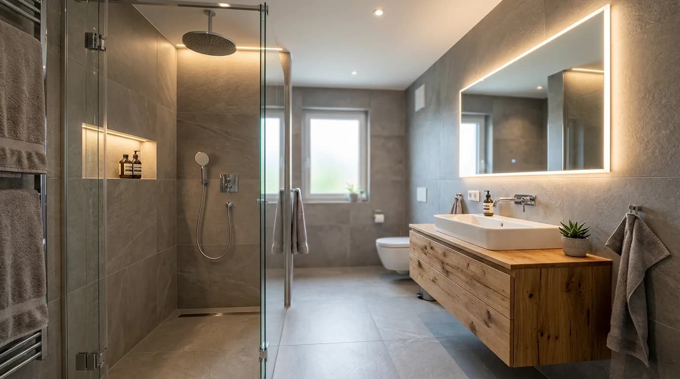 Moderne Badsanierung mit Regendusche